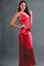 Lange Rot Kleid V-Ausschnitt Satin Elegant Babydoll - Bild 1