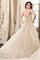 Klassisches Kurze Ärmeln Bodenlanges Brautkleid mit Perlen mit Applike - Bild 2