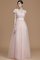 Tüll Prinzessin A-Linie Bodenlanges Brautjungfernkleid mit Schleife - Bild 3