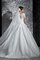 Spitze Kurze Ärmeln V-Ausschnitt Brautkleid mit Bordüre mit Plissierungen - Bild 2