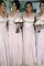 Chiffon A-Line V-Ausschnitt Prinzessin Bodenlanges Brautjungfernkleid - Bild 1