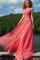 A-Linie Chiffon Schaufel-Ausschnitt Romantisches Ballkleid mit Applike - Bild 1