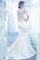 Meerjungfrau Satin Natürliche Taile Schlüsselloch Rücken Brautkleid mit Bordüre - Bild 1