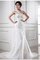 Perlenbesetztes Meerjungfrau Stil Empire Taille Ärmellos Brautkleid mit Blume - Bild 1