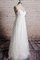 Ärmelloses V-Ausschnitt Bodenlanges Brautkleid mit Bordüre mit Rüschen - Bild 1