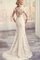 Dreiviertel Länge Ärmeln Plissiertes Bodenlanges Modern Brautkleid mit Stickerei - Bild 2
