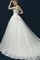 Tüll Bodenlanges Sittsames Brautkleid mit Applike mit Perlen - Bild 2