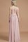 Prinzessin A-Linie Normale Taille Bodenlanges Brautjungfernkleid aus Chiffon - Bild 35