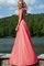 A-Linie Chiffon Schaufel-Ausschnitt Romantisches Ballkleid mit Applike - Bild 2