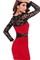 Elasthan Spitze Elegant Polyester Schwarz Juwel Rot Damen Ausschnitt Club Kleider - Bild 2