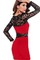 Elasthan Spitze Elegant Polyester Schwarz Juwel Rot Damen Ausschnitt Club Kleider - Bild 2