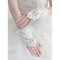 Satin Perlenstickerei Elfenbein Luxuriös Brauthandschuhe - Bild 2