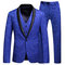 Männer Floral Beste 3 Stück Blau Smoking Blazer Anzüge Schal Revers - Bild 2