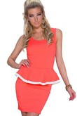 Zurück ärmellos Orange Kleid Scoop Peplum Club Kleider