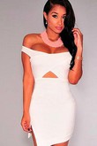 Kleid Ausgeschnitten Mini Sexy Polyester Elasthan Eine Schulter Bodycon Club Kleider