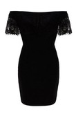 Spitze Schwarz Bardot Minikleid Oben Club Kleider