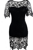 Schick Ausschnitt Spitze Frau Bodycon kleider Bateau Club Kleider