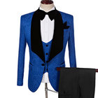 Männer Blazer Plus Euro Größe Formale Blau 3 Stück Anzüge Mit Hose Weste