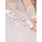 Satin Mit Kristall Luxuriös Weiß Brauthandschuhe