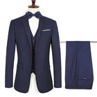 Luxuriöse Jacke + Hosen + Weste Navy Blau Männer Anzüge Slim Fit Hochzeit Bräutigam