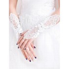 Satin Paillette Weiß Chic|Modern Brauthandschuhe