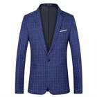 Plaid Männer Treffen Casual Blau Männer Blazer Masculino