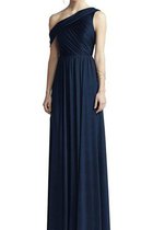 A-Line Gerüschtes One Schulter Bodenlanges Anständiges Brautjungfernkleid