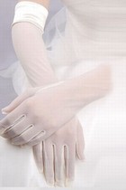 Tüll Bescheiden Weiß Brauthandschuhe