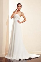 Empire Gerüschtes Ärmellos Luxus Informelles Brautkleid