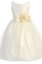 A linie Tüll Blumenmädchenkleid ohne Ärmeln mit Blume