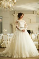 Tüll Natürliche Taile Lange Ärmeln Bodenlanges Sittsames Brautkleid