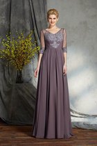 Prinzessin Reißverschluss A-Line Bodenlanges Brautmutterkleid aus Chiffon