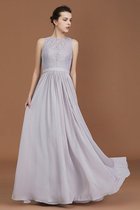 Chiffon A-Linie Modisch Ärmellos Gerüschtes Prinzessin Brautjungfernkleid mit Bordüre