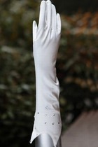 Taft Mit Kristall Weiß Chic|Modern Brauthandschuhe