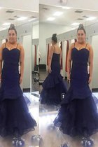 Übergröße Spaghetti Träger Natürliche Taile Gerüschtes Bodenlanges Ballkleid
