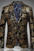 Floral Designermarke Blazer Masculino Gold Mode Lässig
