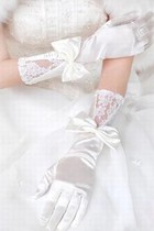 Satin Mit Bowknot Weiß Elegant|Bescheiden Brauthandschuhe