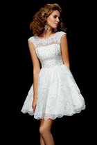 A Linie Organza Prinzessin Kurzes Abiballkleid mit V-Ausschnitt