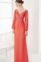 Vintage Chiffon Lange Ärmeln Spaghetti Träger Schlichtes Ballkleid