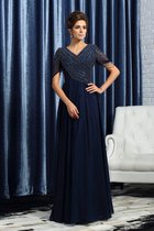 Kurze Ärmeln A-Line Empire Taille Anständiges Brautmutterkleid mit V-Ausschnitt