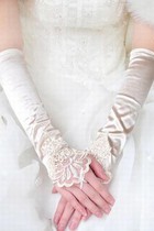 Satin Elegant|Bescheiden Elfenbein Elegant|Bescheiden Brauthandschuhe