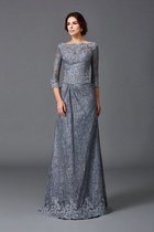 Satin A-Linie Sittsames Brautmutterkleid mit Reißverschluss mit Bordüre