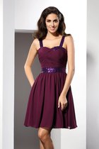 Chiffon Gerüschtes Prinzessin Spaghetti Träger Ärmelloses Cocktailkleid