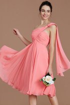 Prinzessin Gerüschtes A-Line Ärmelloses Ein Schulter Brautjungfernkleid