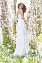 Spitze Etui Chiffon Brautkleid mit Mehrschichtigen Rüsche mit Sweep Zug