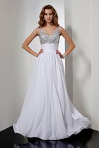 Prinzessin Bodenlanges Anständiges Abendkleid aus Chiffon mit Offenen Rücken