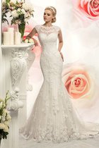 Meerjungfrau Stil Juwel Ausschnitt Luxus Brautkleid mit Perlen mit Applike
