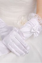 Taft Mit Applikation Weiß Chic|Modern Brauthandschuhe