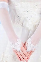 Spitze Elegant|Bescheiden Weiß Elegant|Bescheiden Brauthandschuhe
