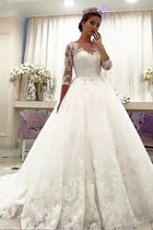 Normale Taille Duchesse-Linie Tüll Brautkleid mit Gericht Schleppe mit Bordüre